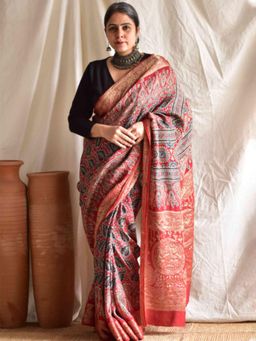 Sundarii - Prakriti Ajrakh Dola Silk Zari Pallu Saree