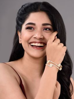 Saraf RS Jewellery - Set of 2 White Gold Plated White AD Studded Handcrafted Designer Bangles