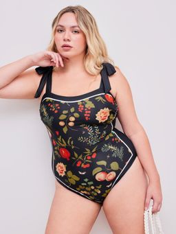 Cider - Shaping Contrasting Binding Knotted One Piece Swimsuit Curve & Plus