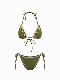 Cider - Halter Neckline Starfish Shell Knotted Tie Side Bikini Set