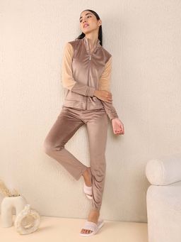 Sweet Dreams - Women Brown Colorblock Tracksuit