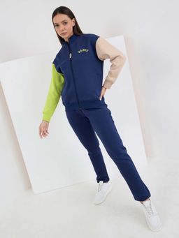Sweet Dreams - Women Navy Blue Colorblock Tracksuit