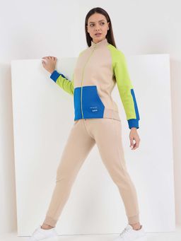 Sweet Dreams - Women Beige Colorblock Tracksuit