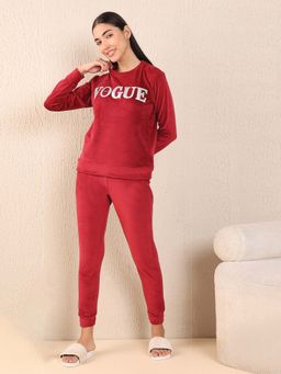 Sweet Dreams - Women Red Typography Tracksuit