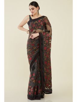 Soch - Women Grey Georgette Printed Saree with Unstitched Blouse