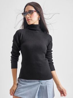 TOKYO TALKIES - Women Jet Black Pullover Sweater
