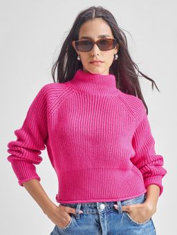 TOKYO TALKIES - Women Pink Textured Pullover
