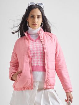 TOKYO TALKIES - Women Pink solid Puffer Jacket
