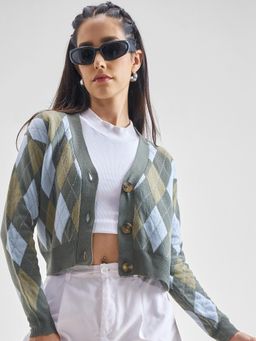 TOKYO TALKIES - Women Grey Cardigan