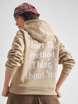 TOKYO TALKIES - Women Brown Relaxed Hoodie