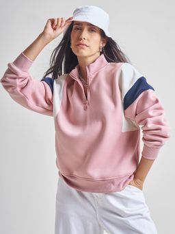 TOKYO TALKIES - Women Pink Colorblocked Sweatshirt