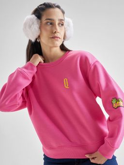 TOKYO TALKIES - Women Pink Graphic Printed Relaxed Fit Sweatshirt