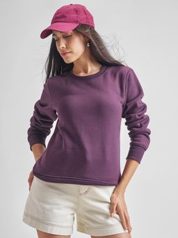 TOKYO TALKIES - Women Purple Round Neck Long Sleeve Sweatshirt