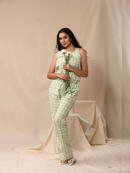AAVYAM - Mint Green Meadow Jumpsuit