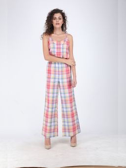 AAVYAM - Pink Sunset Dreams Plaid Jumpsuit