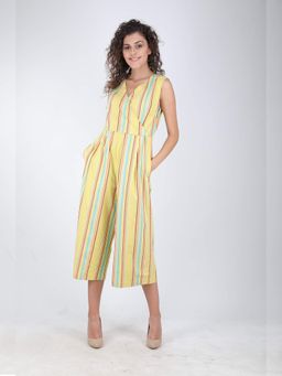 AAVYAM - Lemon Yellow Zest Stripe Jumpsuit