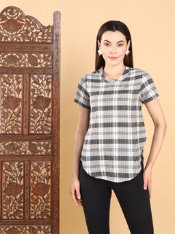 AAVYAM - Black Checkered Top