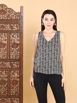 AAVYAM - Black Tribal-Inspired Sleeveless Top