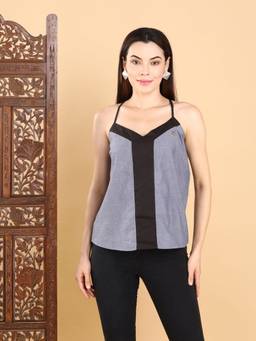 AAVYAM - Grey Spaghetti Strap Top