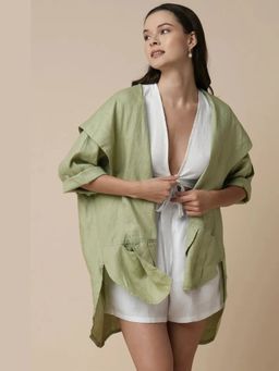 B Label - Green Oversized Outerwear Banyan Jacket