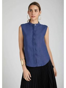 B Label - Navy Blue Sleeveless Zephyr Shirt