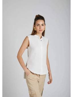 B Label - White Sleeveless Zephyr Shirt