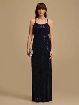 Kazo - Julie Noddle Strap Navy Blue Maxi Dress