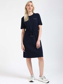 Tommy Hilfiger - Womens Navy Blue Solid Dress