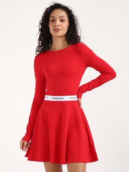 Tommy Hilfiger - Womens Red Solid Mini Dress