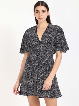 Tommy Hilfiger - Womens Black Floral Printed Mini Dress