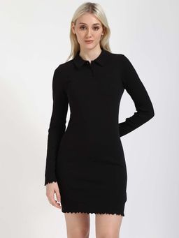 Tommy Hilfiger - Womens Black Collar Neck Mini Dress