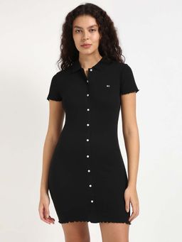 Tommy Hilfiger - Womens Black Collar Neck Mini Dress