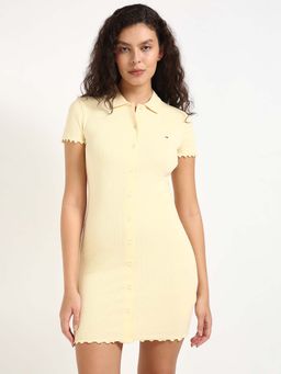 Tommy Hilfiger - Womens Yellow Collar Neck Mini Dress