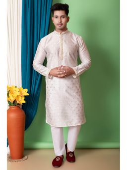 NFC CREATION - Men'S Off White Dupion Silk Sequins Kurta and Pant