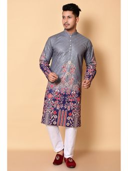 NFC CREATION - Men'S Grey Rayon Printed Kurta and Pant