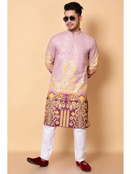 NFC CREATION - Men'S Purple Rayon Printed Kurta and Pant