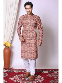 NFC CREATION - Men'S Maroon Rayon Printed Kurta and Pant
