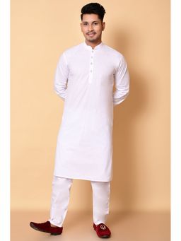 NFC CREATION - Men'S White Pure Cotton Plain Kurta and Pant