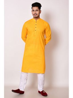 NFC CREATION - Men'S Yellow Pure Cotton Plain Kurta and Pant