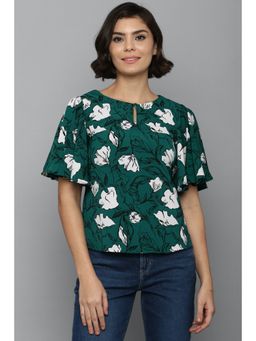 Allen Solly - Green Keyhole Neck Printed Tops