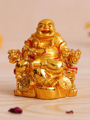 ブッダ像ー金張り  Buddha StatueーGold Ｐlated Golden Premium Meditating Blessing Buddha Brass Antique Artifact