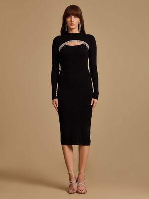 Kanz Sibe Ls Calf Dress Black Details Black