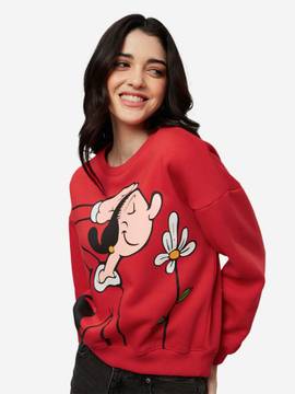 The Souled Store Hoodies and Sweatshirts Buy The Souled Store Popeye Flower  Power Printed Cotton Women Oversized Sweatshirt Online | Nykaa Fashion