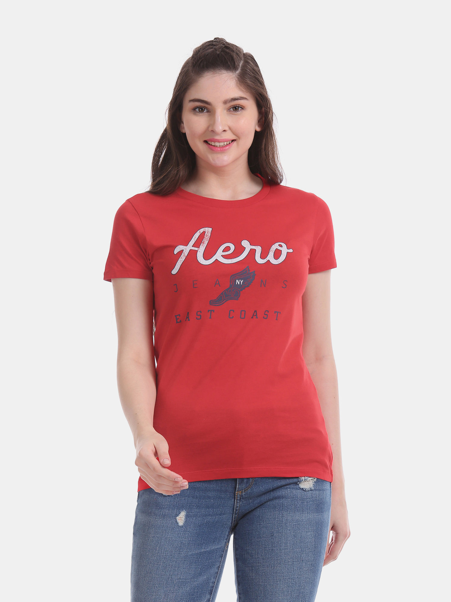 Aeropostale Red Crew Neck Brand Print 