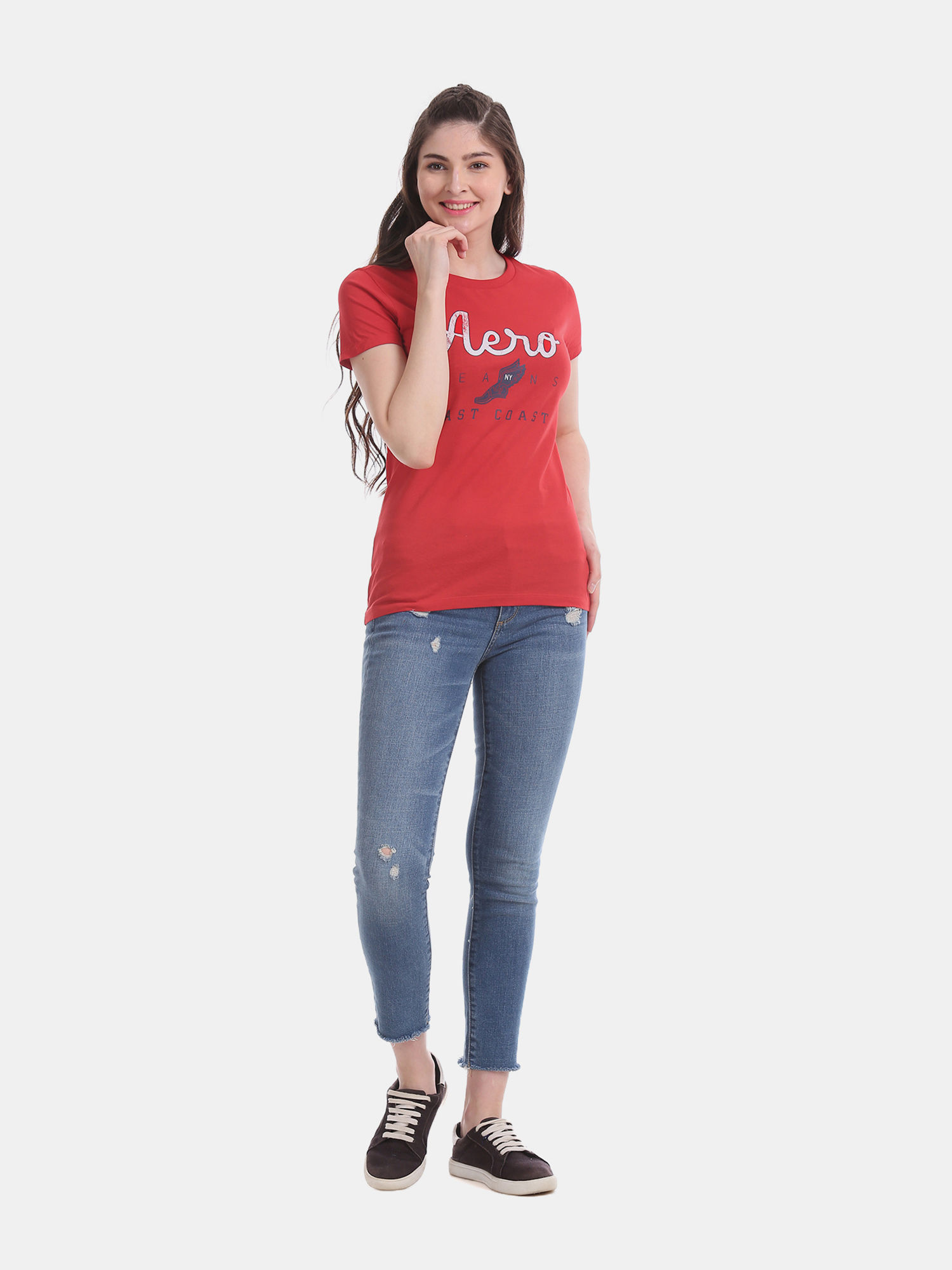 Aeropostale Red Crew Neck Brand Print 