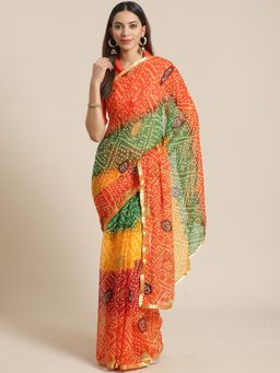 Akhilam - Multi-Color Embellished Saree With Unstitched Blouse