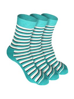 Heelium - Bamboo Crew Socks for Men - 3 Pairs - Teal - Odour Free - Stripes