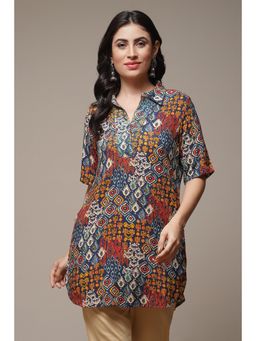 Biba - Womens Multi-Color Printed Rayon Top