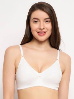 Clovia - Cotton Rich Solid Non-Padded Full Cup Wire Free Everyday Bra - White