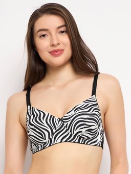 Clovia - Padded Non-wired Full Cup Animal Print Multiway T-shirt Bra In White